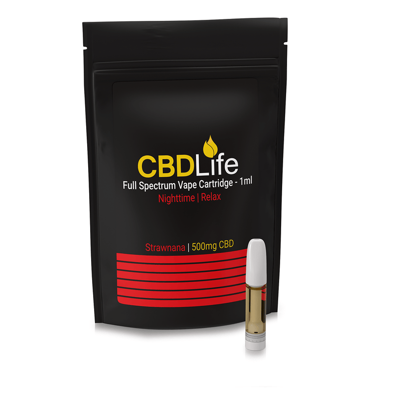 CBDLife CBD Products Strawnana CBDLife 500mg Full Spectrum Vape Cartridges 1ml *NEW*