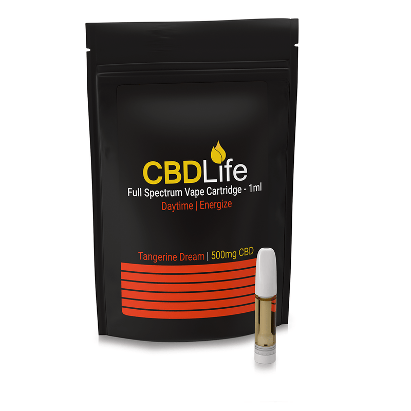 CBDLife CBD Products Tangerine Dream CBDLife 500mg Full Spectrum Vape Cartridges 1ml *NEW*