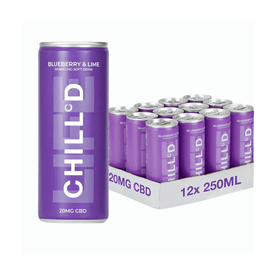 CHILL°D CBD Products 12 x CHILL°D 20mg CBD Sparkling 250ml Blueberry & Lime