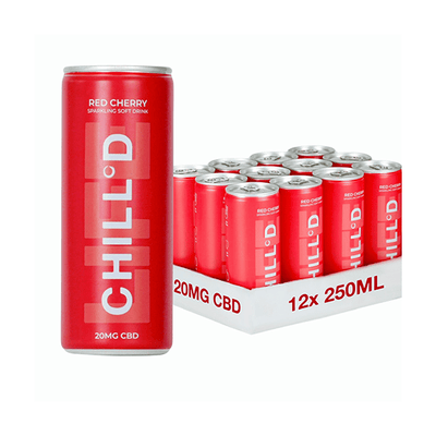 CHILL°D CBD Products 12 x CHILL°D 20mg CBD Sparkling Drink 250ml Red Cherry