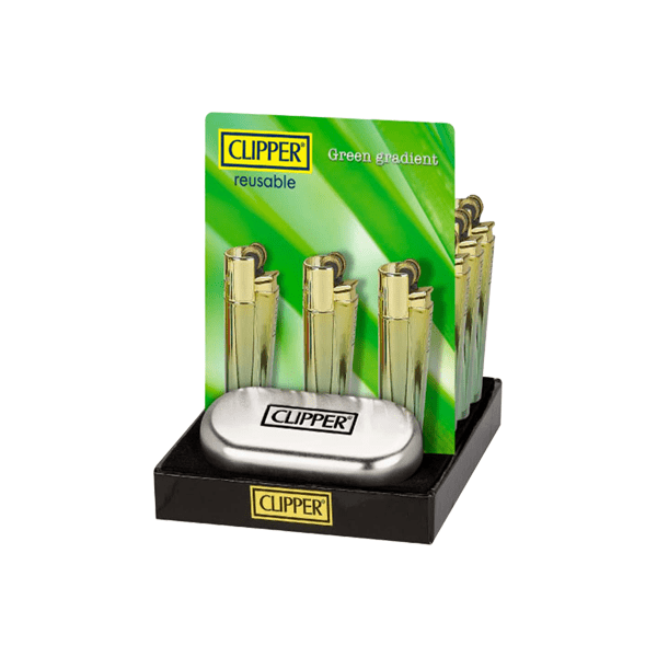 Clipper Food, Beverages & Tobacco Clipper CMP11R Metal Flint Green Gradient Lighters (12 Pack)