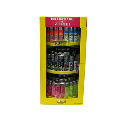 Clipper Smoking Products Clipper 3 Tier Carousel CDU 144 + 20 Mixed Design Lighters