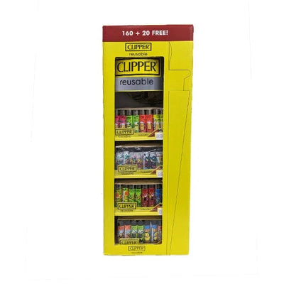 Clipper Smoking Products Clipper 4 Tier Comboshape CDU 160 + 20 Mixed Design Lighters