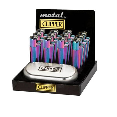 Clipper Smoking Products Clipper Metal Large Classic Finishes Lighters Icy with Case (12 Pack)