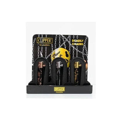 Clipper Smoking Products Clipper Metal Large Flint Deadly Chains Lighters 12 Pcs