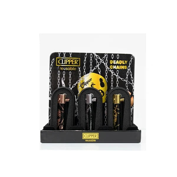 Clipper Smoking Products Clipper Metal Large Flint Deadly Chains Lighters 12 Pcs