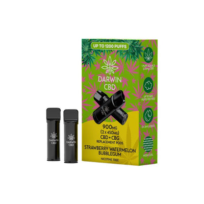 Darwin CBD Products 900mg Darwin CBD Prefilled Replacement Pods 1200 Puffs - 2 Pcs