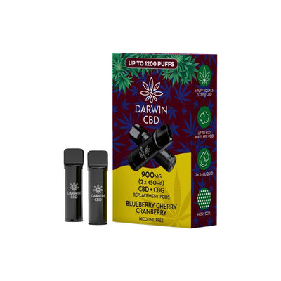 Darwin CBD Products 900mg Darwin CBD Prefilled Replacement Pods 1200 Puffs - 2 Pcs
