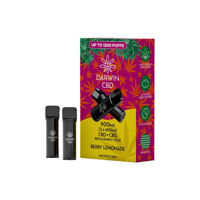 Darwin CBD Products 900mg Darwin CBD Prefilled Replacement Pods 1200 Puffs - 2 Pcs