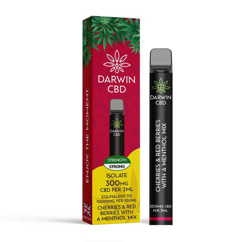 Darwin CBD Products Cherries & Red Berries with A Menthol Mix Darwin 300mg CBD Isolate Disposable Vape Device 600 Puffs