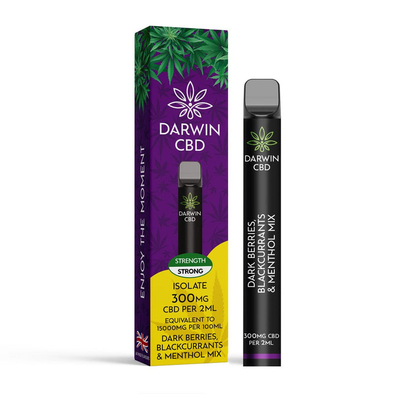 Darwin CBD Products Darkberries Blackcurrants & Menthol Mix Darwin 300mg CBD Isolate Disposable Vape Device 600 Puffs
