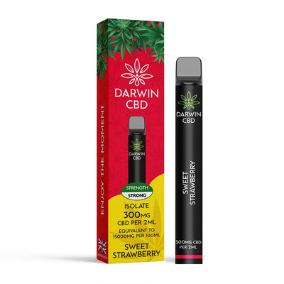 Darwin CBD Products Sweet Strawberry Darwin 300mg CBD Isolate Disposable Vape Device 600 Puffs