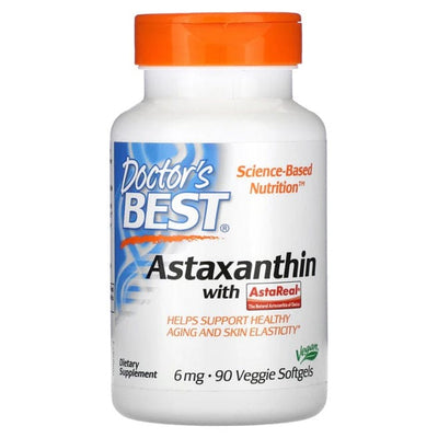 Doctor's Best Health and Wellbeing Astaxanthin with AstaReal, 6mg - 90 veggie softgels