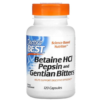 Doctor's Best Health and Wellbeing Betaine HCl Pepsin & Gentian Bitters - 120 caps