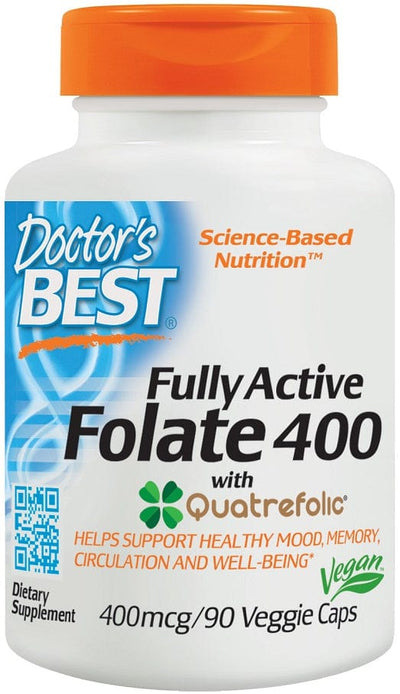 Doctor's Best Health and Wellbeing Fully Active Folate 400 with Quatrefolic, 400mcg - 90 vcaps