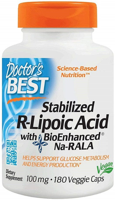 Doctor's Best Health and Wellbeing Stabilized R-Lipoic Acid with Na-RALA, 100mg - 180 vcaps