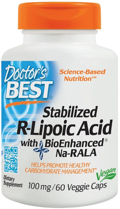 Doctor's Best Health and Wellbeing Stabilized R-Lipoic Acid with Na-RALA, 100mg - 60 vcaps