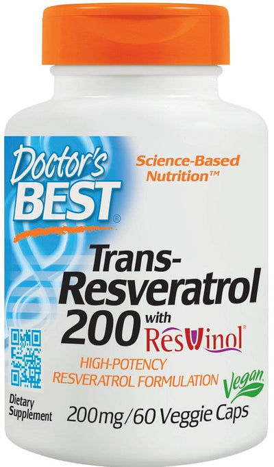 Doctor's Best Health and Wellbeing Trans-Resveratrol with ResVinol, 200mg - 60 vcaps
