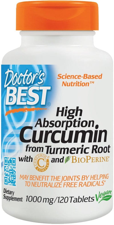 Doctor's Best High Absorption Curcumin From Turmeric Root with C3 Complex & BioPerine, 1000mg - 120 tablets