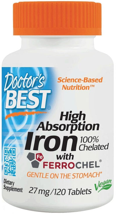 Doctor's Best High Absorption Iron, 27mg - 120 tablets