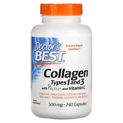 Doctor's Best Joint Support Collagen Types 1 and 3 with Peptan and Vitamin C, 500mg - 240 caps