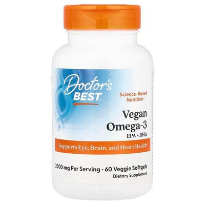 Doctor's Best Nootropics & Supplements Vegan Omega-3 EPA + DHA - 60 veggie softgels