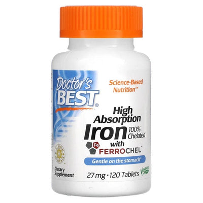 Doctor's Best Vitamins & Minerals High Absorption Iron, 27mg - 120 tablets
