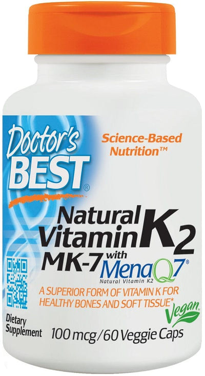 Doctor's Best Vitamins & Minerals Natural Vitamin K2 MK7 with MenaQ7, 100mcg - 60 vcaps
