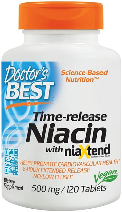Doctor's Best Vitamins & Minerals Time-release Niacin with niaXtend, 500mg - 120 tablets