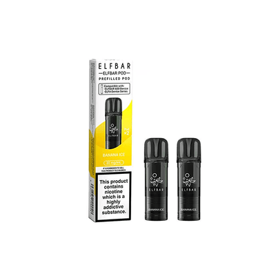 ELF Bar Vaping Products Banana Ice 20mg Elf Bar 600 Prefilled Pods 2ml 1200 Puffs - 2 Pcs