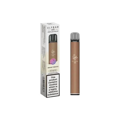 ELF Bar Vaping Products Snoow Tobacco Elf Bar 600 20mg Prefilled Pod Vape Kit 600 Puffs