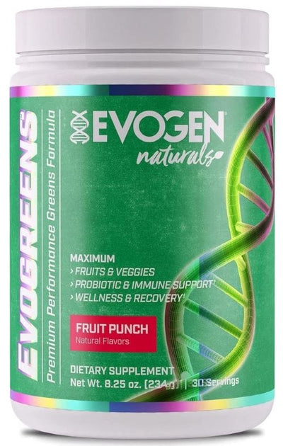 Evogen Health and Wellbeing Evogreens Naturals, Fruit Punch - 234 grams