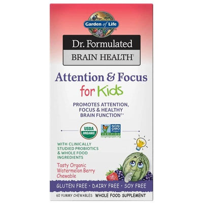 Garden of Life Dr. Formulated Attention & Focus for Kids, Watermelon Berry - 60 chewables