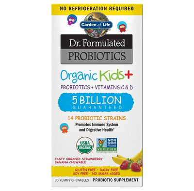Garden of Life Dr. Formulated Probiotics Organic Kids+, Strawberry Banana - 30 chewables