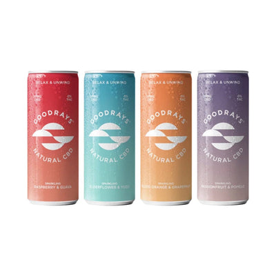 Goodrays CBD Products 12 x Goodrays 30mg CBD 4 Flavour 250ml Cans