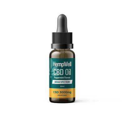 HempWell CBD Products Peppermint HempWell 3000mg Broad Spectrum CBD Oil 30ml