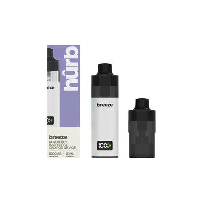 Hurb CBD Products Blueberry Raspberry Hurb Breeze CBD 500mg + 500mg CBG Prefilled Pod 10ml + Pod Vape Device