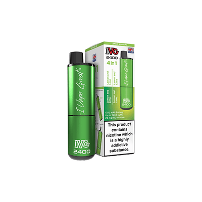 I VG Vaping Products 20mg IVG 2400 4 in 1 Pod Rechargeable Vape Kit 2400 Puffs