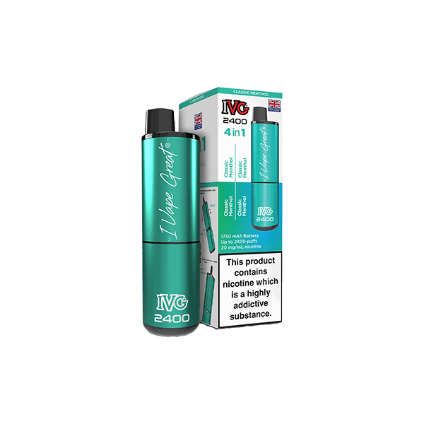 I VG Vaping Products 20mg IVG 2400 4 in 1 Pod Rechargeable Vape Kit 2400 Puffs