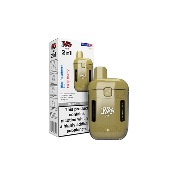 I VG Vaping Products Gold 20mg I VG Air 2 in 1 Disposable Rechargeable Pod Vape Kit 1200 Puffs