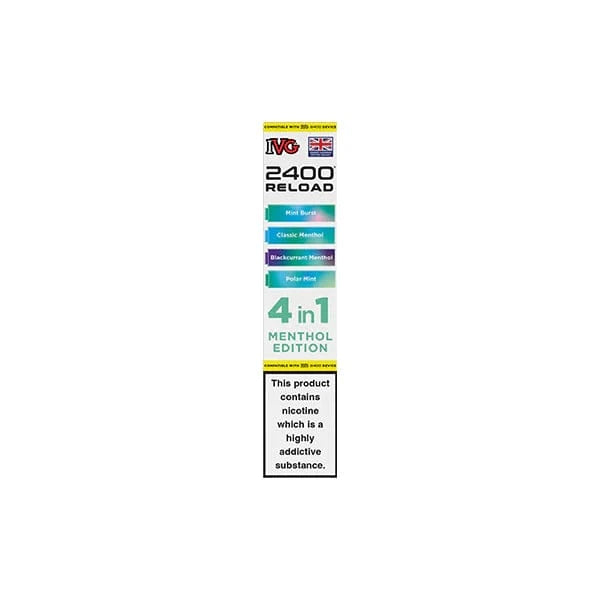 I VG Vaping Products Menthol Edition IVG 2400 Reload Multi Edition 20mg Prefilled Pods 2ml 2400 Puffs 4 Pcs