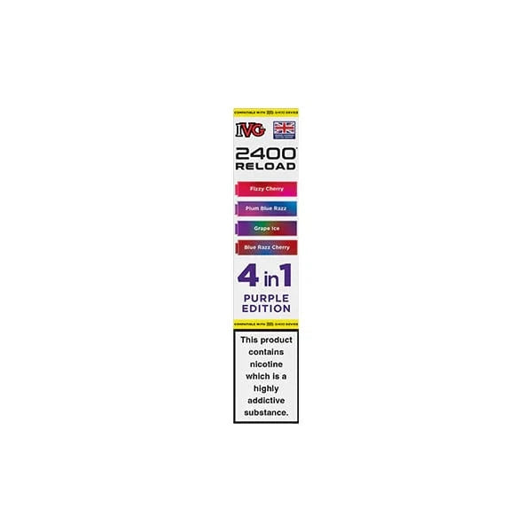 I VG Vaping Products Purple Edition IVG 2400 Reload Multi Edition 20mg Prefilled Pods 2ml 2400 Puffs 4 Pcs