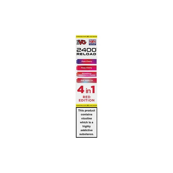 I VG Vaping Products Red Edition IVG 2400 Reload Multi Edition 20mg Prefilled Pods 2ml 2400 Puffs 4 Pcs