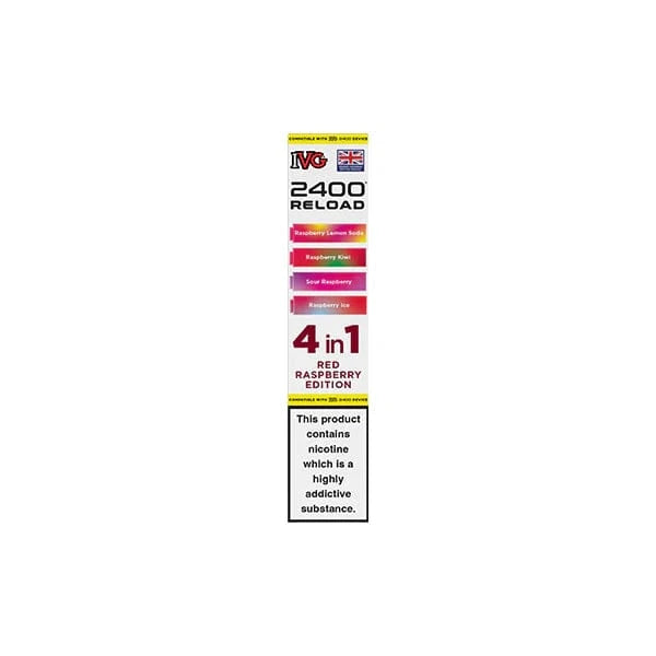 I VG Vaping Products Red Raspberry Edition IVG 2400 Reload Multi Edition 20mg Prefilled Pods 2ml 2400 Puffs 4 Pcs