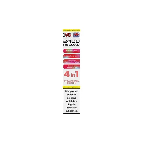 I VG Vaping Products Strawberry Edition IVG 2400 Reload Multi Edition 20mg Prefilled Pods 2ml 2400 Puffs 4 Pcs