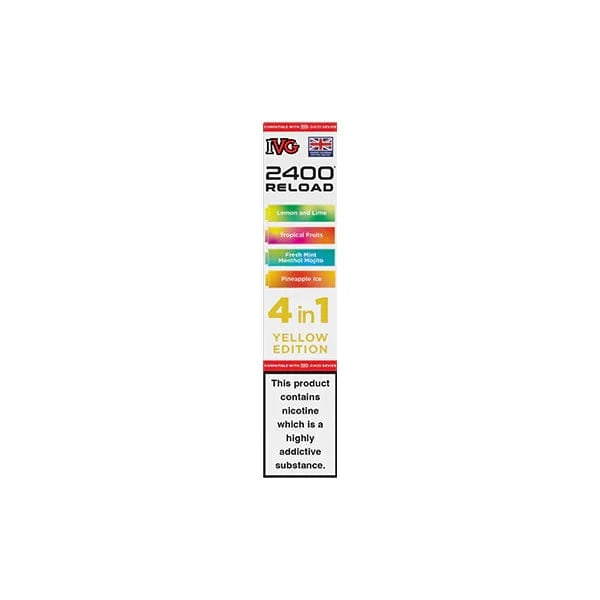 I VG Vaping Products Yellow Edition IVG 2400 Reload Multi Edition 20mg Prefilled Pods 2ml 2400 Puffs 4 Pcs