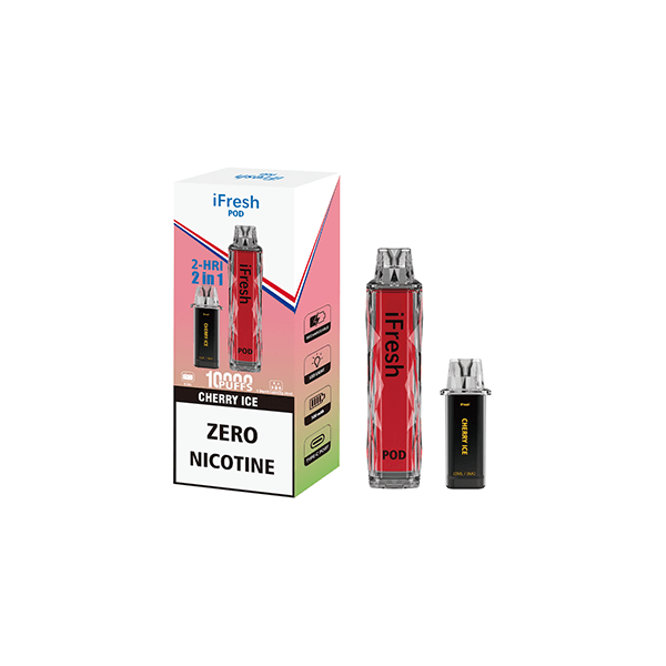 IFresh Vaping Products Cherry Ice 0mg iFresh 10000 Puffs 2in1 Disposable Pod Kit