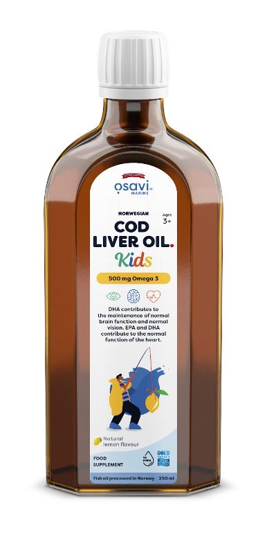 Norwegian Cod Liver Oil Kids, 500mg Omega 3 (Lemon) - 250ml