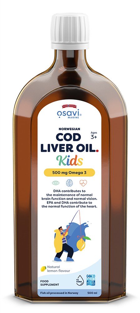 Norwegian Cod Liver Oil Kids, 500mg Omega 3 (Lemon) - 500ml