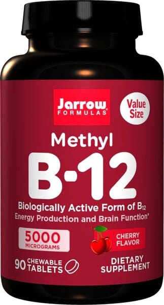 Jarrow Formulas Vitamins & Minerals Methyl B-12, 5000mcg (Cherry) - 90 chewable tabs